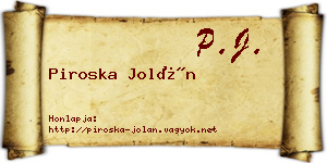 Piroska Jolán névjegykártya