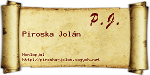 Piroska Jolán névjegykártya